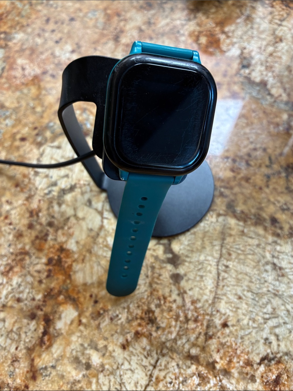 Teal Silicone Smartwatch Band with Black Display Face